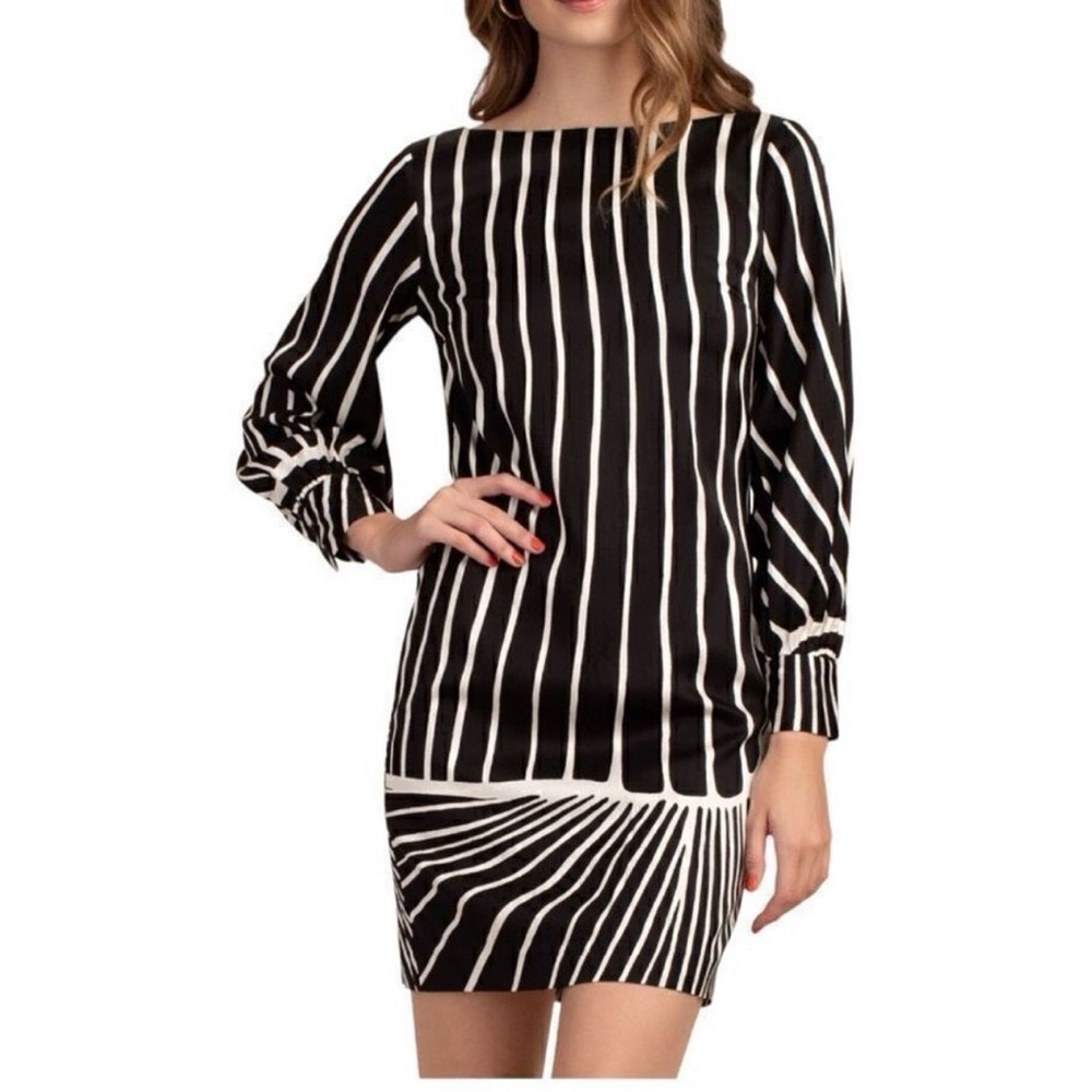 TRINA TURK Decor Black and White Mini Dress Size 4